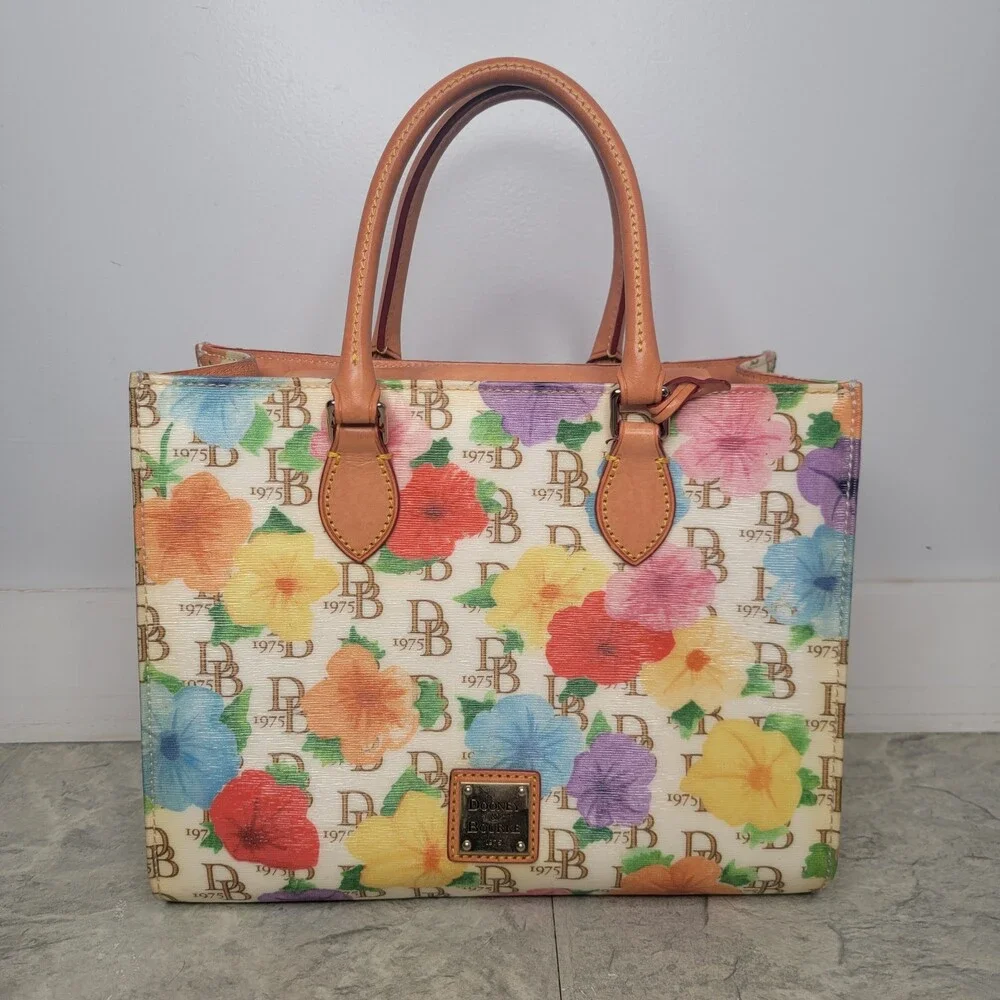 Dooney & Bourke Janine Rainbow Floral Print Coated Cotton Satchel